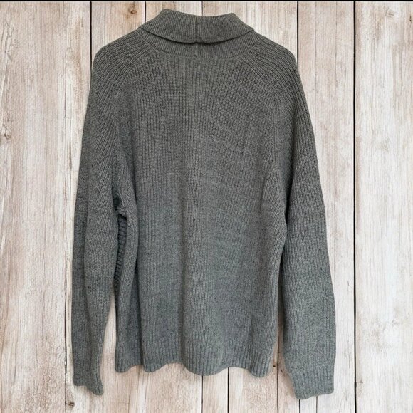 Duluth Trading Co Mens Large Grey Burly Retirement Shawl Collar Cardigan Sweater - Picture 2 of 8